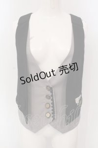 axes femme POETIQUE / ハートチョコ刺繍重ね着風ベスト M クロ×グレー O-25-03-31-1038-AX-TO-IG-OS