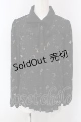 axes femme / 星座柄シフォンンブラウス M クロ O-25-03-31-1039-AX-BL-IG-OS