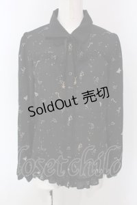axes femme / 星座柄シフォンンブラウス M クロ O-25-03-31-1039-AX-BL-IG-OS