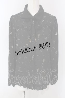 画像1: axes femme / 星座柄シフォンンブラウス M クロ O-25-03-31-1039-AX-BL-IG-OS