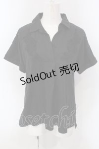 axes femme / スキッパー襟カットシャツ M クロ O-25-03-31-1040-AX-BL-IG-OS