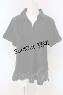 画像1: axes femme / スキッパー襟カットシャツ M クロ O-25-03-31-1040-AX-BL-IG-OS