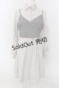 axes femme POETIQUE / ビスチェ付きシャツワンピース M グレー×ベージュ系 O-25-03-31-1041-AX-OP-IG-OS