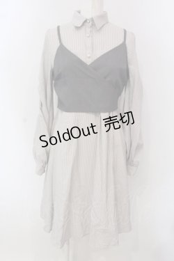 画像1: axes femme POETIQUE / ビスチェ付きシャツワンピース M グレー×ベージュ系 O-25-03-31-1041-AX-OP-IG-OS