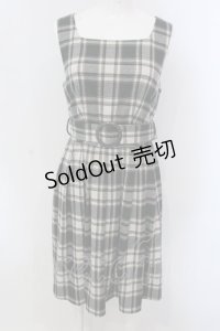 axes femme POETIQUE / チェック柄ベルト付きチュニ M グリーン O-25-03-31-1042-AX-OP-IG-OS
