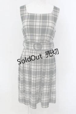 画像1: axes femme POETIQUE / チェック柄ベルト付きチュニ M グリーン O-25-03-31-1042-AX-OP-IG-OS