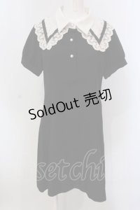 axes femme POETIQUE / レース襟半袖ワンピース  クロ×アイボリー O-25-03-31-1043-AX-OP-IG-OS