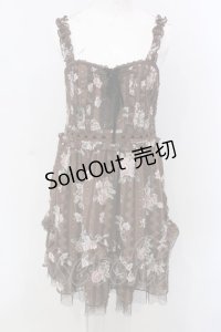 axes femme / 花柄×レースptチュニック  ブラウン O-25-03-31-1055-AX-OP-IG-OS
