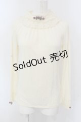 axes femme / バラモチーフ付きボトルネックプルオーバー M アイボリー O-25-03-31-1057-AX-TO-IG-OS