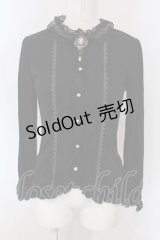 axes femme / ブローチ付ブラウス風プルオーバー M クロ O-25-03-31-1058-AX-TO-IG-OS