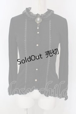 画像1: axes femme / ブローチ付ブラウス風プルオーバー M クロ O-25-03-31-1058-AX-TO-IG-OS