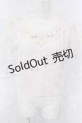 axes femme / 巻き薔薇透かし半袖ニットトップス M アイボリー O-25-03-31-1060-AX-TO-IG-OS