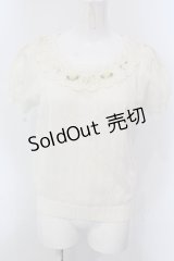 axes femme / 巻き薔薇透かし半袖ニットトップス M アイボリー O-25-03-31-1060-AX-TO-IG-OS