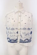 axes femme POETIQUE / アンブレラプリントブラウス M シロ×ブルー O-25-03-31-1015-AX-BL-IG-OS