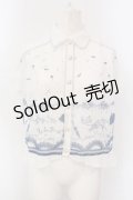 axes femme POETIQUE / アンブレラプリントブラウス M シロ×ブルー O-25-03-31-1015-AX-BL-IG-OS