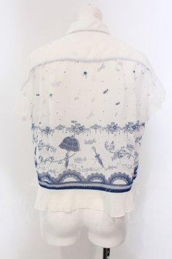画像3: axes femme POETIQUE / アンブレラプリントブラウス M シロ×ブルー O-25-03-31-1015-AX-BL-IG-OS