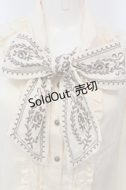 画像2: axes femme / 刺繍ボータイレースブラウス  生成り O-25-03-31-1017-AX-BL-IG-OS