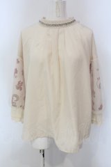 axes femme / ミュシャ チュール袖ブラウス M ベージュ O-25-03-31-1018-AX-BL-IG-OS