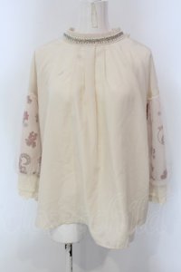 axes femme / ミュシャ チュール袖ブラウス M ベージュ O-25-03-31-1018-AX-BL-IG-OS