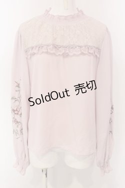 画像1: axes femme / 袖バラ刺繍ブラウス M ピンク O-25-03-31-1022-AX-BL-IG-OS