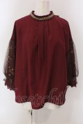 axes femme / ミュシャ チュール袖ブラウス M ワイン O-25-03-31-1025-AX-BL-IG-OS