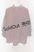 axes femme / ミュシャ チュール袖ブラウス M ワイン O-25-03-31-1025-AX-BL-IG-OS