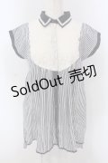 axes femme / レース切替ストライプチュニック M ネイビー×シロ O-25-03-31-1026-AX-BL-IG-OS