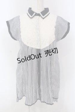 画像1: axes femme / レース切替ストライプチュニック M ネイビー×シロ O-25-03-31-1026-AX-BL-IG-OS