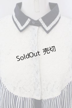 画像2: axes femme / レース切替ストライプチュニック M ネイビー×シロ O-25-03-31-1026-AX-BL-IG-OS