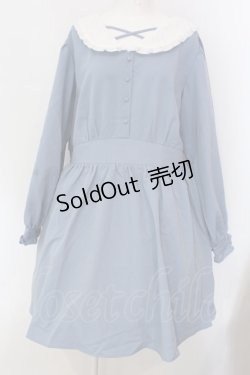 画像1: Taberuno Sky / レース襟のブルーミニ丈ワンピース ワンサイズ/3L-4L-5L相当 ブルー O-25-03-31-006-LO-OP-IG-OS