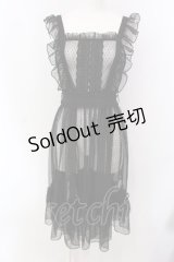 axes femme kawaii / ドットチュールエプロン  クロ O-25-03-31-065-AX-OP-IG-OS