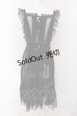 画像4: axes femme kawaii / ドットチュールエプロン  クロ O-25-03-31-065-AX-OP-IG-OS