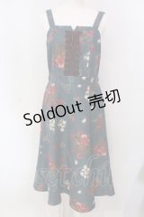 axes femme / バスケットブーケ柄ジャンスカ  グリーン O-25-03-31-068-AX-OP-IG-OS