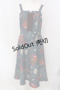 axes femme / バスケットブーケ柄ジャンスカ  グリーン O-25-03-31-068-AX-OP-IG-OS