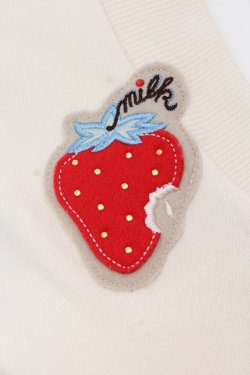 画像2: MILK / イチゴ&チェリーワッペンZIPカーデ  アイボリー×アカ O-25-03-31-075-ML-TO-HD-OS