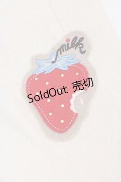 画像2: MILK / イチゴ&チェリーワッペンZIPカーデ  アイボリー×アカ O-25-03-31-075-ML-TO-HD-OS
