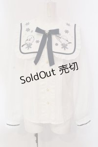 Amavel / Snow Fairy Crystalフリルブラウス F シロ×ネイビー O-25-03-31-078-CA-BL-OW-OS
