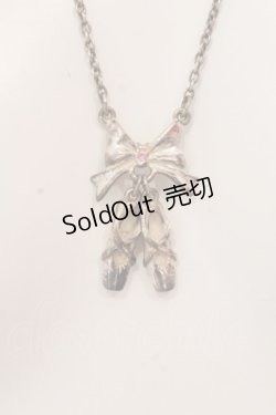 画像1: Emily Temple cute / トゥシューズ＆リボンネックレス  シルバー×ピンクストーン O-25-03-31-079-ET-AC-IG-OS