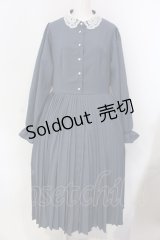 m petit by misako / AM*レースエリプリーツワンピース LL ブルー O-25-03-31-012-LO-OP-IG-OS
