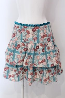 画像1: Emily Temple cute / レースペーパー＆クッキープリントスカート  サックス O-25-03-31-024-ET-SK-IG-OS