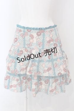 画像1: Emily Temple cute / レースペーパー＆クッキープリントスカート  サックス O-25-03-31-024-ET-SK-IG-OS
