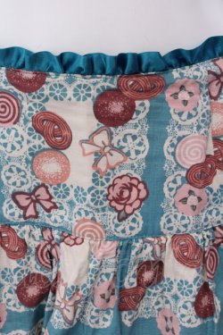 画像2: Emily Temple cute / レースペーパー＆クッキープリントスカート  サックス O-25-03-31-024-ET-SK-IG-OS