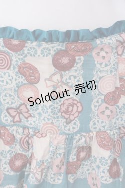 画像2: Emily Temple cute / レースペーパー＆クッキープリントスカート  サックス O-25-03-31-024-ET-SK-IG-OS