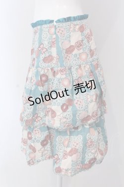 画像3: Emily Temple cute / レースペーパー＆クッキープリントスカート  サックス O-25-03-31-024-ET-SK-IG-OS