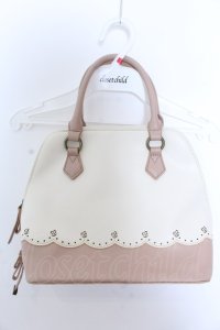 axes femme / ポーチ付スカラップブガッティバッグ  ピンク×キナリ O-25-04-02-003-AX-BG-OW-OS