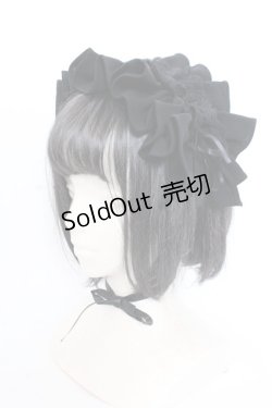 画像1: MARBLE / ボリュームフリル＆レースヘッドドレス  ブラック O-25-04-02-080-GO-AC-IG-OS