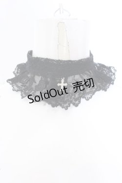 画像1: ATELIER PIERROT / 十字架レースチョーカー  ブラック O-25-04-02-019-EL-AC-OW-OS
