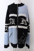 Jamieエーエヌケー / ゴシックロゴパッチワークカーデ M ブルー×ブラック O-25-04-04-039-CA-TO-OW-ZT092