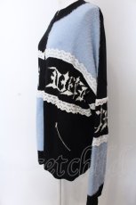 画像2: 【SALE】Jamieエーエヌケー / ゴシックロゴパッチワークカーデ M ブルー×ブラック O-25-04-04-039-CA-TO-OW-ZT092 (2)
