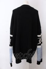 画像4: 【SALE】Jamieエーエヌケー / ゴシックロゴパッチワークカーデ M ブルー×ブラック O-25-04-04-039-CA-TO-OW-ZT092 (4)